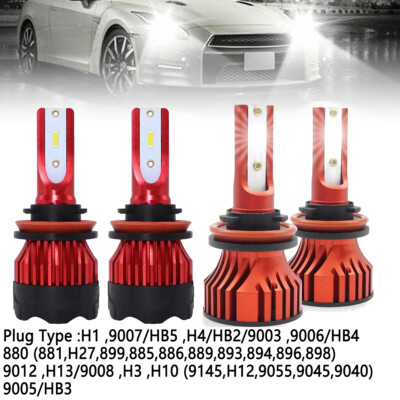 Pair LED 9005 9006 H1 H3 H4 H10 6000K 6500K Fog Light DRL Headlight Bulb White