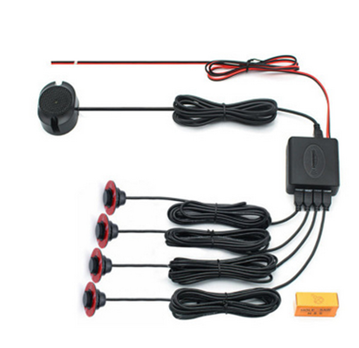 4 Parking Sensors Assistance Reversing Backup Radar Buzzer Alarm Black Adjustab