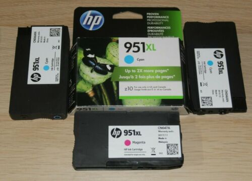HP 951 XL Cyan Ink Cartridge Lot Plus Magenta Expired - Foto 1 di 5