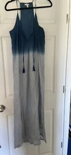 soft joie dress small maxi cami blue ombré tie dye beachy coastal summer va pool