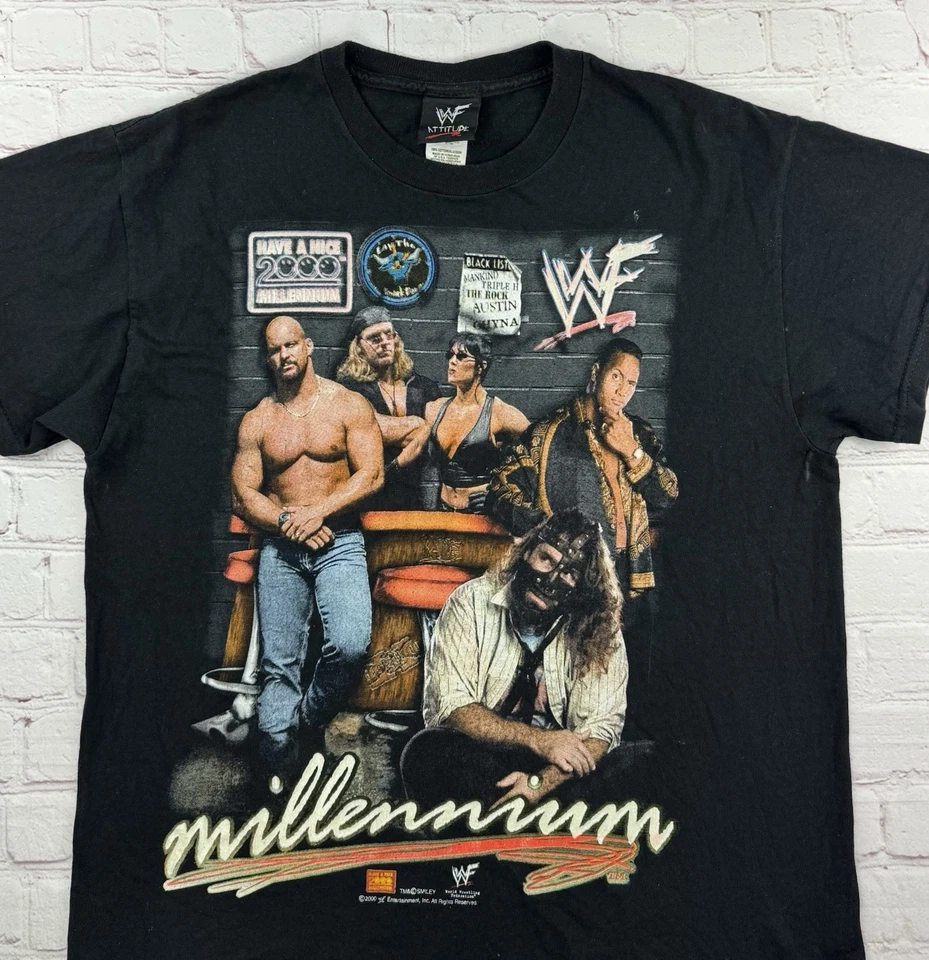 RARO! Camisa De Colección 2000 WWF "Have A Nice Millennium" Austin Mankind Youth XL Foto 2 de 4