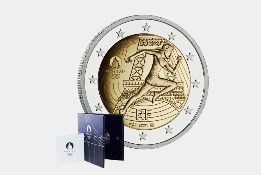 Coffret 2 euro Marianne 2021 ~ Belle Épreuve  ~ Jeux Olympiques de Paris 2024