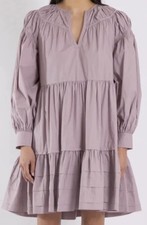 Ulla Johnson Rose Cotton Poplin Tiered Dress In Tanzanite Size 4
