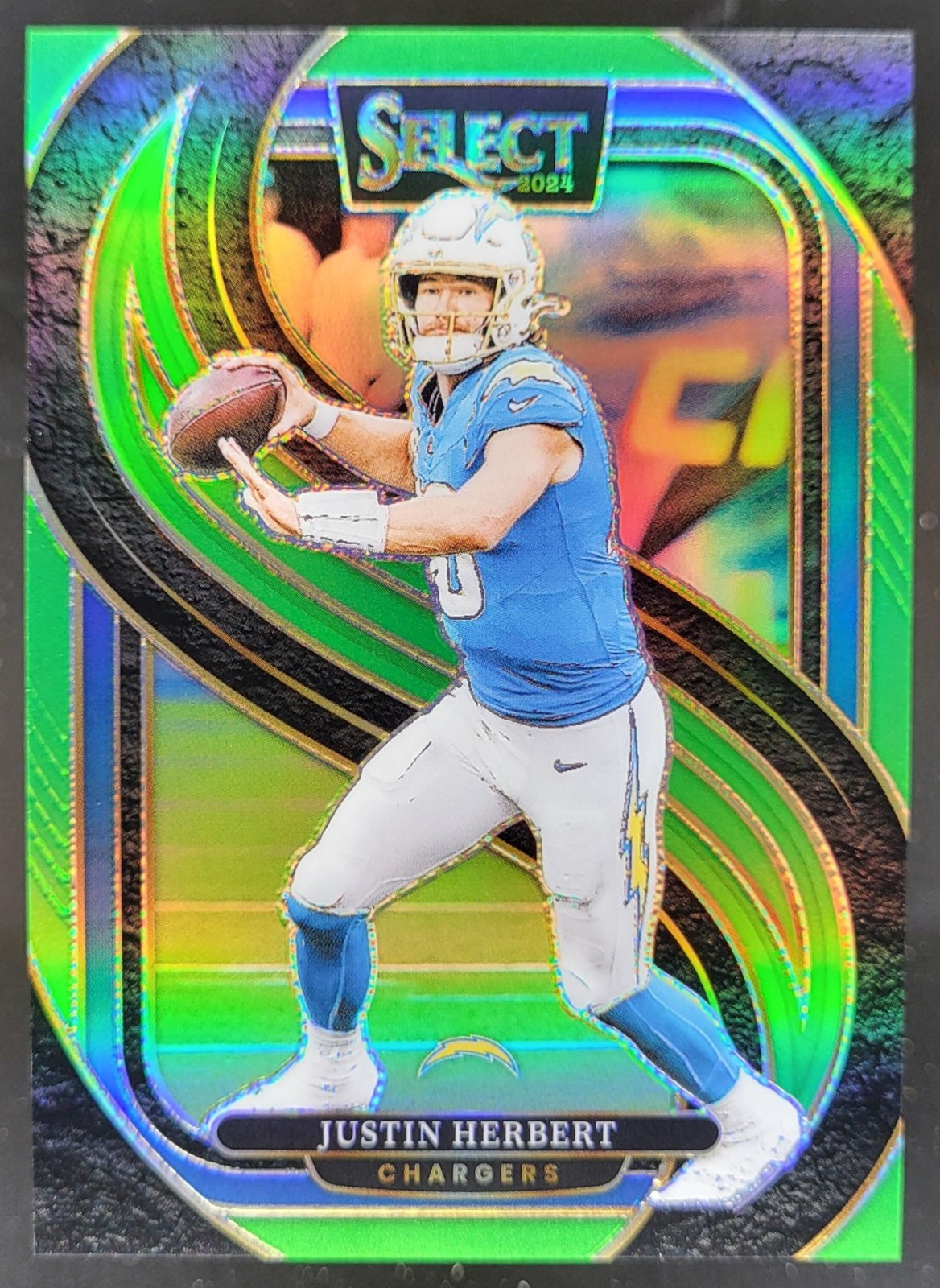2024 Panini Select Justin Herbert Premier Neon Green Prizm /49 Chargers BW10