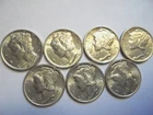 SILVER-7 MERCURY DIMES-AU/BU?-1939 D-1941-1942-DEEP STRIKE-ALL NICE & BRIGHT !