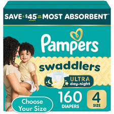 Pampers Size 4 Swaddlers Ultra Day Night Diapers 160 Count Most Absorbent USA