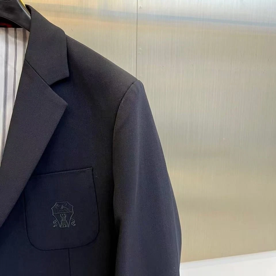 Brunello Cucinelli Hombres S Chaqueta Informal Solapa Regular Negocios Blazer Abrigo Azul Marino Foto 4 de 4