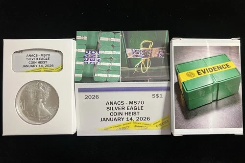 2026 American Silver Eagle, ANACS MS 70, $10 Million Dollar Coin Heist