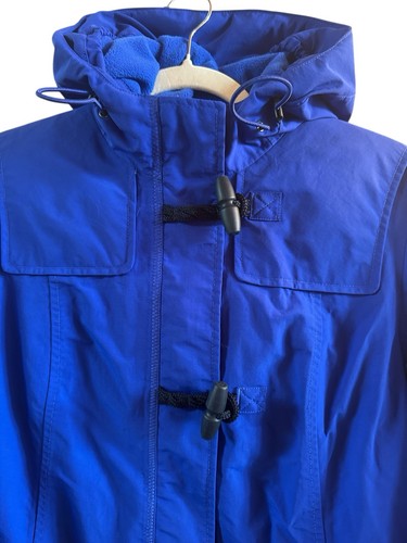 Land’s End Woman’s Medium (10-12) Royal Blue Squall Toggle Hooded Parka Pockets - Picture 3 of 8