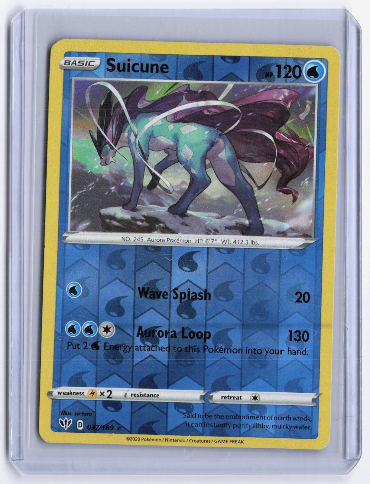 Suicune Holo Rare SWSH03: Darkness Ablaze 037/189 NM
