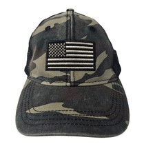 Camo American Flag Trucker Hat Black Tactical USA Patch Mesh Snapback Cap H3