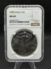1989 American Silver Eagle $1 NGC MS69 Classic Brown Label 1 oz .999 Silver