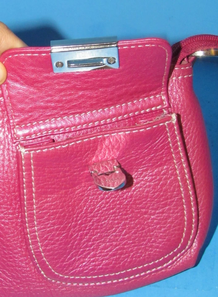 Vtg Y2k Lovecat Rare "Valentine Heart Clasp" Pink Leather Handbag L@@K Foto 2 de 4