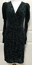NWT Tommy Hilfiger size 4 Green Velvet floral Faux Wrap Dress women's $129
