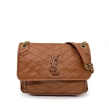Saint Laurent YSL Medium Niki Bag in Light Caramel Brown Leather Gold Hardware