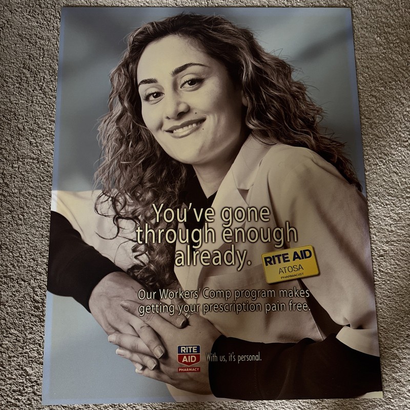 Vintage 1980s-90s Rite Aid Pharmacy Advertising Display Thin Laminate 28x22 GEM