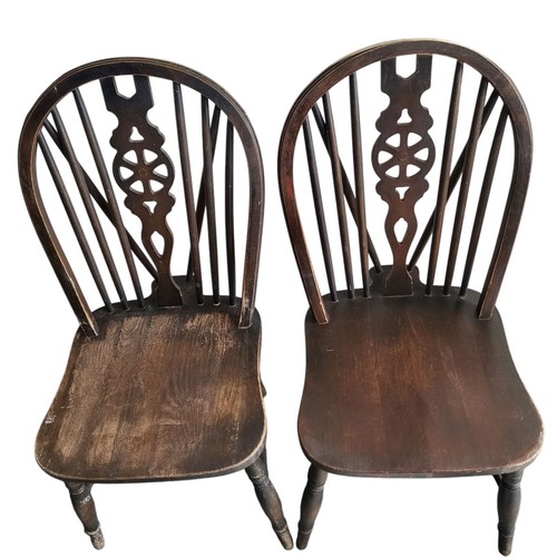 Antique Vintage Oak Wheelback Farmhouse Windsor Dining Chair X2 Please Read - Picture 2 of 16