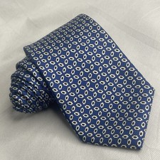 Brooks Brothers Makers Pure Silk Textured Tie Preppy Geometric Dots Blue Necktie