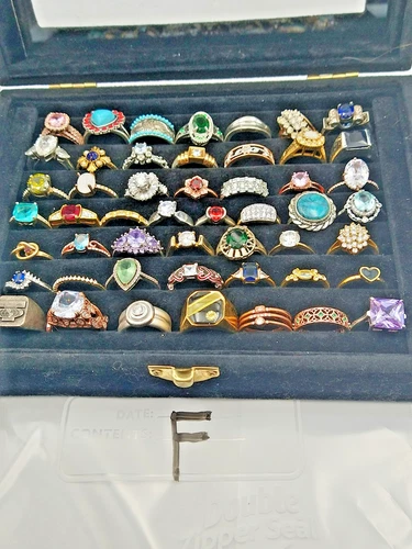 Large Lot of 50 Costume Jewelry Rings Vintage to Modern.  All in good condition.