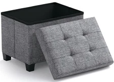  Storage Ottoman Small Rectangle Ottoman with Legs, 12" W x 16" L x 12" H Grey