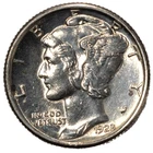 1928-P Mercury Dime 10C Philadelphia Uncirculated UNC Detail Cleaned