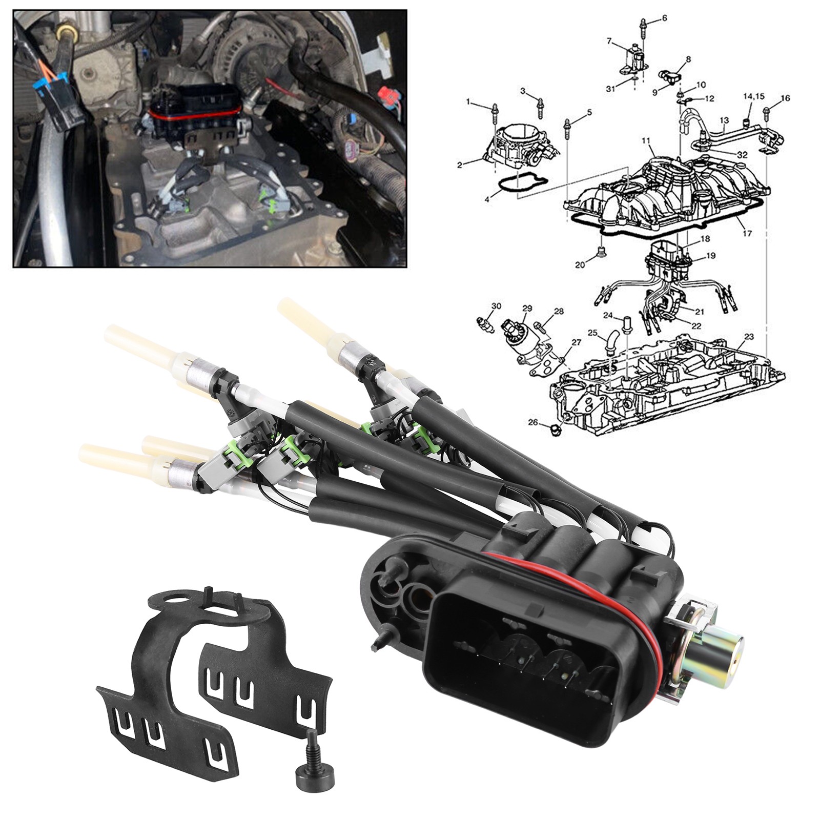 FJ504 For Chevy GMC Pickup Truck V8 5.0L 5.7L 8-Port Spider Vortec Fuel Injector thumbnail 9