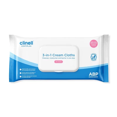 Clinell Incontinence Cleansing Cloths with Barrier Cream - All in One Cleansing