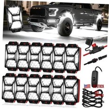 12 Pods 324 LED Pure White Rock Lights Kit with Switch Wiring Harness, 12 pods