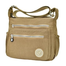  Women's Waterproof Nylon Casual Crossbody Shoulder Messenger Bag Travel Beige