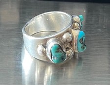 Vintage Navajo Sterling Silver and Turquoise Ring Size 5-1/2, 9.17g Estate