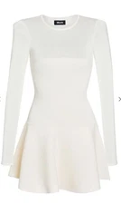 NWT SER.O.YA Joselyn Knit Mini Dress in Eggshell Sheer Fit & Flare Ribbed Small