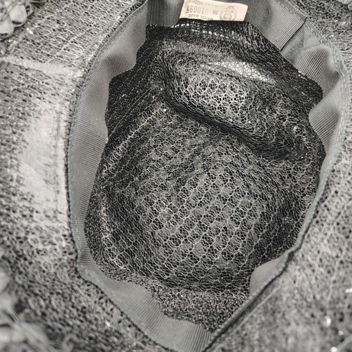 Vintage Black Cocktail Pillbox Hat Peacock Feather USA Union Made Faux Raffia - Picture 4 of 17