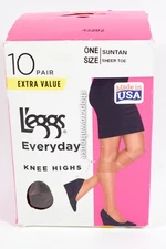 L'eggs Everyday Knee Highs One Size SUNTAN Sheer Toe 10 pairs 43202