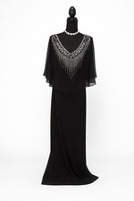 Glamour Black Embellished Long Dress Size 14 Regular Mother of the Bride Formal