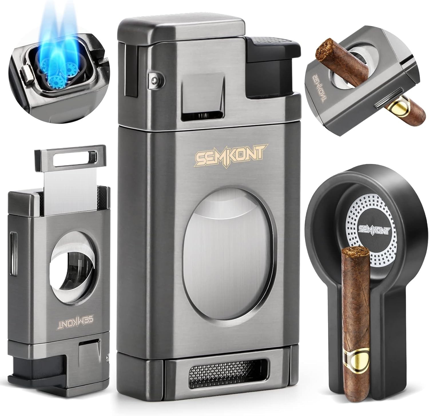 With Cutter, Windproof Butane Refillable Torch Li