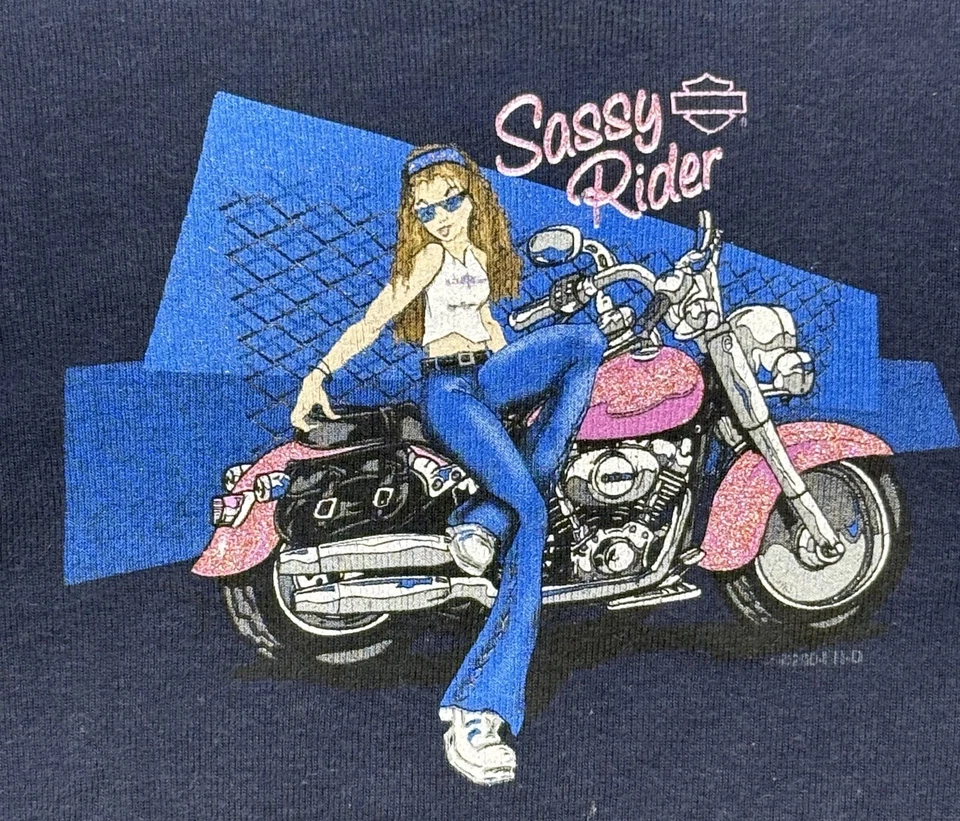 Camisa Harley Davidson Niñas Grande Sassy Rider Y2K Manga Larga Motocicletas De Colección Foto 2 de 4