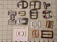 Lot of 13 Vintage Belt Buckles 11 Metal, 1 Plastic 1 Wood