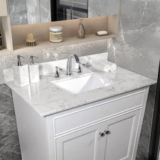 Montary 31inch bathroom vanity top stone carrara white new style tops with recta
