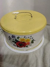 Mid Century;1950'S "YELLOW/WHITE/FLORAL Design Cake  Carrier