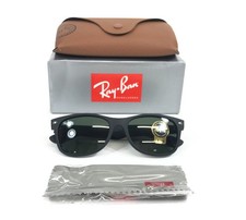 Ray-Ban New Wayfarer Black Rubber G-15 Green Sunglasses ORB2132 55mm New in Box