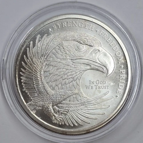 2013 1oz .999 Silver Double Eagle & Flag Strength-Freedom-Pride Round In Capsule