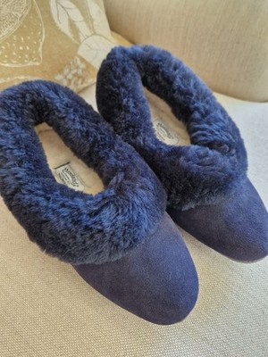 Morlands NEW Glastonbury Seaforth Ladies Sheepskin Slippers Size in Navy  UK