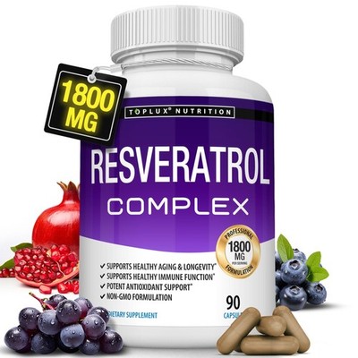 Resveratrol Supplement 1800 mg Antioxidant Complex - 90 Count (Pack of 1) 