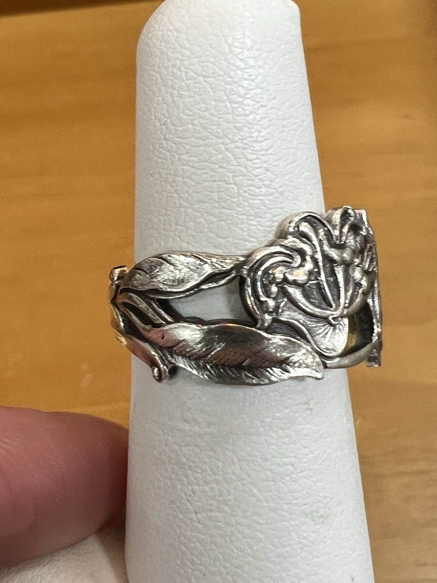 Vintage Mathinsen EPNS Ring Norway Silver Spoon Ring Adjustable View 4