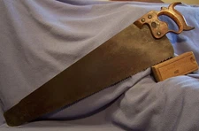 H Disston & Sons No. 7 28 in 4 1/2 ppi large rip saw patent handle & paper label