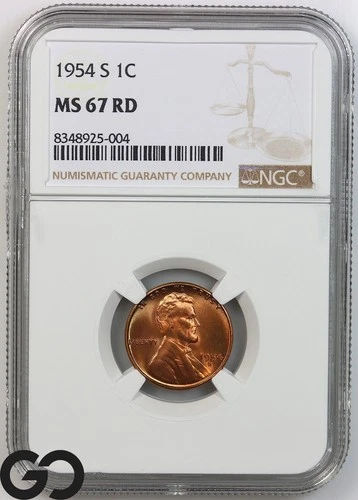 1954-S Lincoln Cent Wheat Red Penny, NGC MS-67 RD ** Great High Grade!