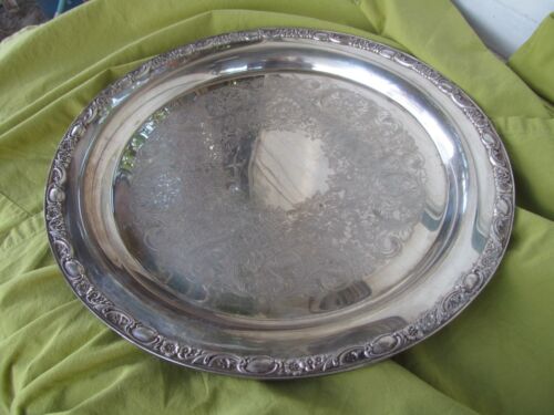 WM Rogers "Victorian Rose" Silver Plated  15" Round Serving Tray  1972 - 第 1/6 張圖片