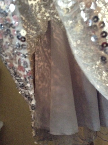 Mini abito con paillettes argento e scollo a cuore senza spalline taglia 11 - Foto 5 di 7
