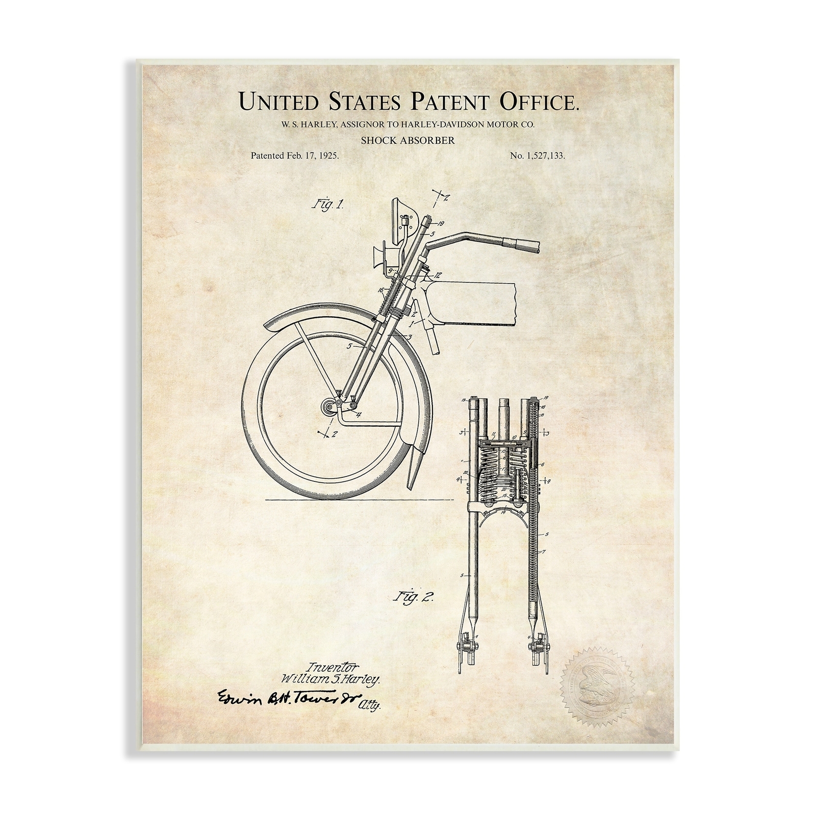 Stupell Vintage Style Shock Absorber Invention Patent Diagram  Wood Wall Art -