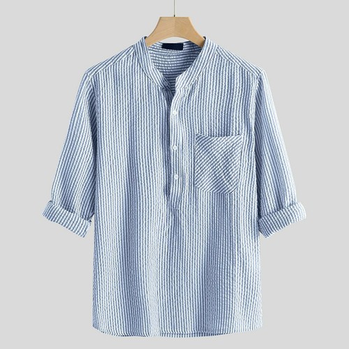 Para hombres Verano Ocio Lino Mangas Largas Camisetas Informales Fiesta Sueltas Prendas para el torso Blusa - Imagen 9 de 15